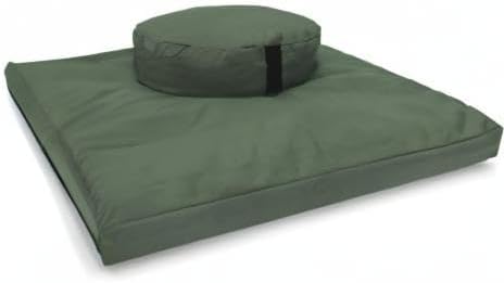Bean Products Meditation Cushion Mat Set - Zafu Floor Pillow Organic Buckwheat Pillow + Cotton Filled Zabuton Prayer Pad - Meditation Pillow Yoga Knee Pad - Made in USA - 14" Round or 18" Oval - Bloomnest
