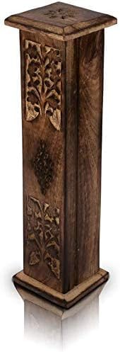 Wooden Incense Stick & Cone Burner Coffin with Storage Compartment Organic Eco Friendly Ash Catcher Agarbatti Holder Rustic Style for Meditation Yoga Aromatherapy Home Fragrance Products - Bloomnest