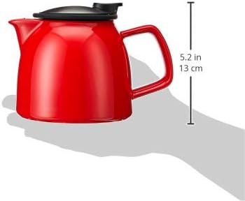 FORLIFE Bell Ceramic Teapot with Basket Infuser, 26-Ounce/770ml, Red - Bloomnest