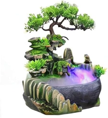 Rockery Stream Tabletop Fountain, Zen Meditation Indoor Waterfall Feature with Automatic Pump and Switch, Desktop Fountain for Home Office Bedroom Decoration (A) - Bloomnest