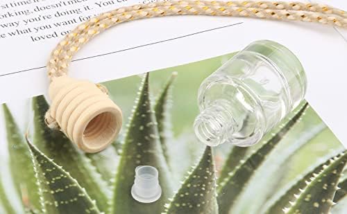 20 Pcs 8ml Hanging Car Air Freshener Diffuser,Empty Clear Glass Essential Diffuser Oil Aromatherapy Fragrance Perfume Pendant Glass Vials with Wooden Caps & Hanging String,Cylindrical - Bloomnest