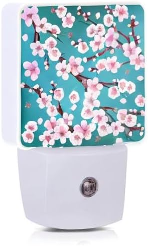 Spring Flowers Night Light,Cherry Blossom Night Lights Plug into Wall Dusk to Dawn Sensor Led Lamp for Women Men,Led Lights for Stairway/Hallway/Bedroom - Bloomnest