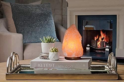 7 Inch Himalayan Salt Lamp with Dimmer Cord - Night Light Natural Crystal Rock Classic Wood Base Authentic from Pakistan - Bloomnest