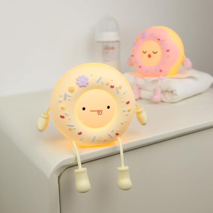 Cute Donut Night Light for Kids,Silicone Nursery Nightlight, Touch Control USB Rechargeable Lamps Breastfeeding Sweet Kawaii Dorm Room Decor Christmas Gift Baby Kids Girls Teens,White - Bloomnest