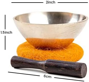 Mini Tibetan Singing Bowl Set - Cute Yoga Gift | Easy to Carry | Unique Sound Bowl Made of Bronze, Authentic Handcrafted Small Singing Bowl for Meditation and Healing - by Himalayan Bazaar (2-Inch) - Bloomnest