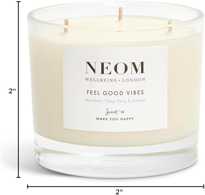 NEOM- Limited Edition Feel Good Vibes Candle |Mother's Day | Gift | Mandarin, Ylang Ylang & Jasmine (3 Wick) - Bloomnest