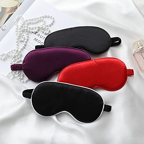Silk Satin Sleeping Eye Mask, Red Sleep Eye Night Blindfold for Women and Men, Soft Breathable Blackout Eyeshade Eye Cover for Travel, Wedding Bridesmaid Gift - Bloomnest