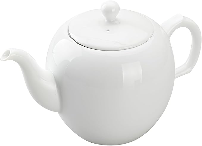 Teapot with Infuser Ceramic Tea Pot with Removable Stainless Steel Fliter for Loose Tea 15.80 OZ/450ml (1-2cups) Teapots for Tea Coffee Milk for Office Home Men Women (White)