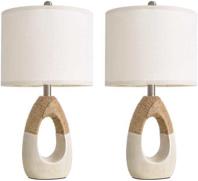OYEARS 22” Boho Table Lamps for Bedroom Living Room Upgraded Set of 2 Medium Farmhouse Rattan Table Lamps, Rustic Home Decoration Nightstand Bedside Lamp for Office (Not Include Bulbs) - Bloomnest