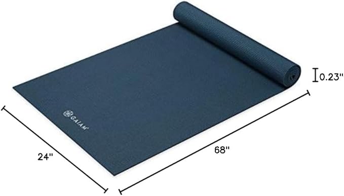 Gaiam Yoga Mat - Premium 5mm Solid Thick Non Slip Exercise & Fitness Mat for All Types of Yoga, Pilates & Floor Workouts (68" x 24" x 5mm) - Bloomnest