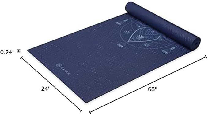 Gaiam Yoga Mat - Premium 6mm Print Extra Thick Non Slip Exercise & Fitness Mat for All Types of Yoga, Pilates & Floor Workouts (68"L x 24"W x 6mm Thick) - Bloomnest