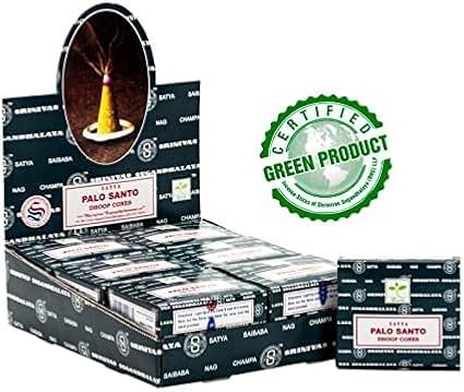 Satya Nag Champa Incense Cones for Meditation and Yoga, 48 Pieces, 4 Packs (Incense Dhoop Cones, Palo Santo)