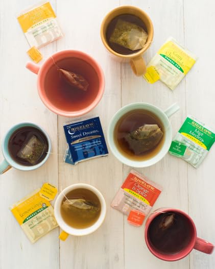 Bigelow Tea Caffeine Free 6 Flavor Herbal Tea Variety Pack, Decaf Tea with Mint Medley, Cozy Chamomile, Orange and Spice, Sweet Dreams, Perfect Peach, and Lemon Ginger, (Pack of 6), 118 Total Tea Bags - Bloomnest