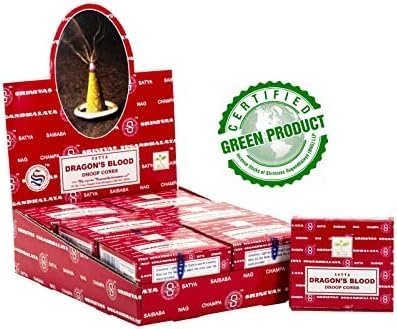 Satya Nag Champa Incense Cones for Meditation and Yoga, 48 Pieces, 4 Packs (Incense Dhoop Cones, Dragons Blood) Giftbrit