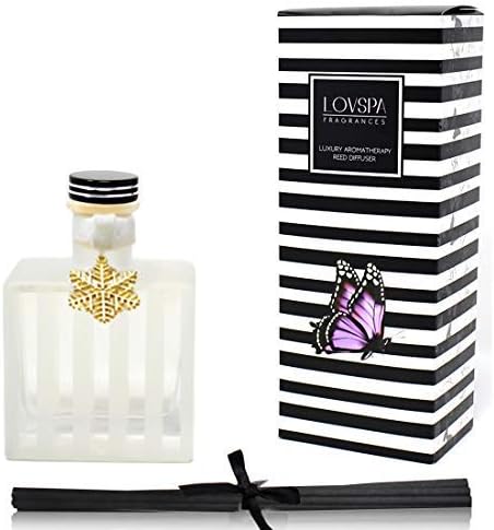 LOVSPA Reed Diffuser Set, Peppermint Bark Scented Oil Diffuser with Sticks, Home Fragrance Accessories for Bathroom Shelf Decor, Aroma Diffusers for Home or Office Desk, USA Made - Bloomnest