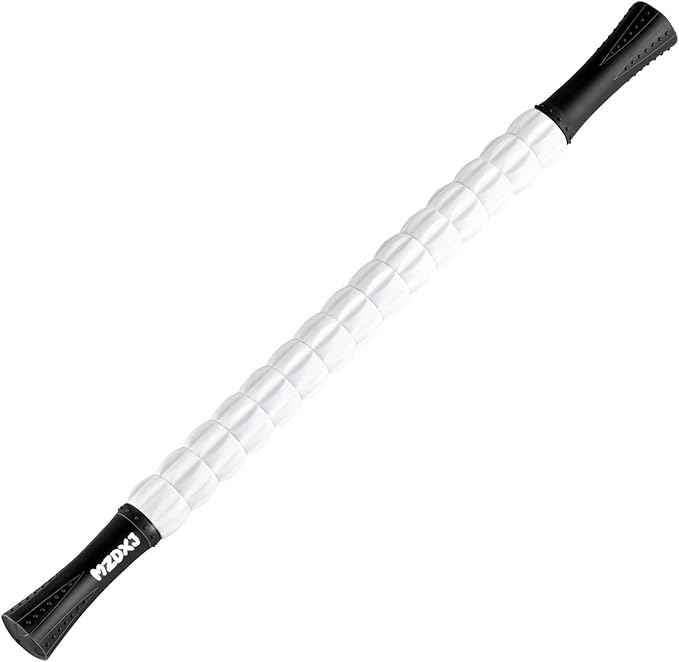 Muscle Roller Massage Roller Stick- Deep Tissue Fascia Blaster for Myofascial Pain Relief, Lymphatic Drainage & Body Sculpting, Handheld Physical Therapy & Recovery Tool (Black White-24 inch) - Bloomnest