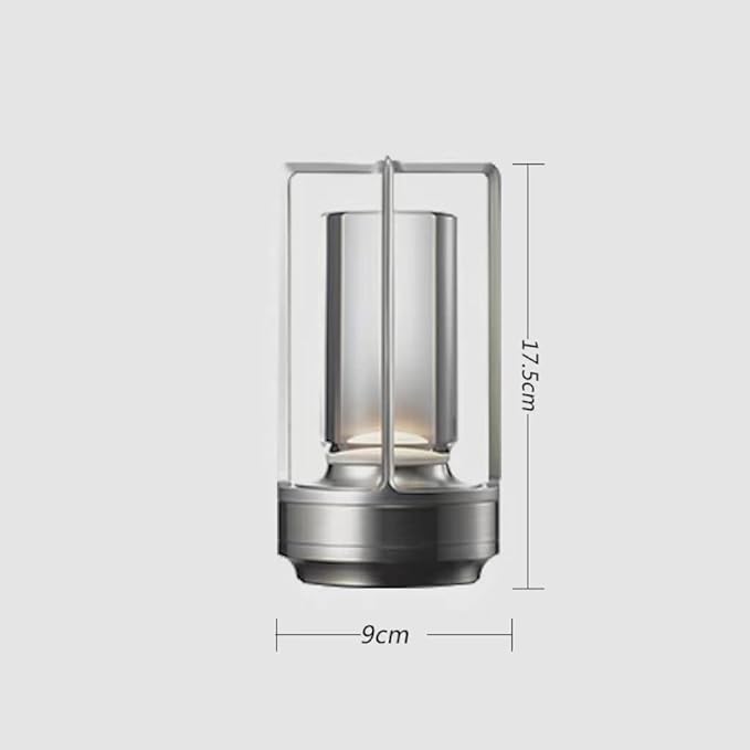 Portable Metal Table Lamp for Indoor/Outdoor ,Rechargeable Cordless LED Lamp, 3-Colour Infinitely Dimming Battery Powered Small Desk Lamp, Restaurant/Bedroom/Bar/Coffee Shop/Camping Light (Silver) - Bloomnest