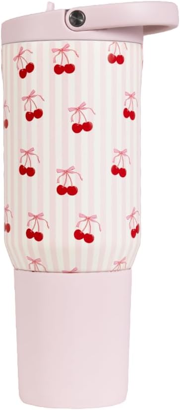 HydroJug Sport - Stainless Steel Tumbler with Straw, Vacuum Insulated, 20oz Leakproof Water Bottle, Ergonomic Design, Reusable, Dishwasher Safe, Rubber Base, Durable for Gym or Outdoors, Sweet Cherry - Bloomnest