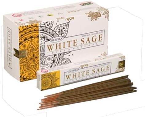 Deepika White SAGE Masala Agarbatti Sticks Pure and Natural Home Fragrance Incense Set of 12 Box