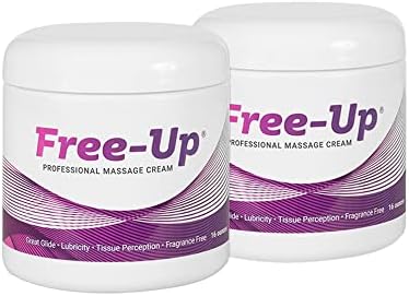 Free-Up-Professional Massage Cream, Fragrance-Free, Great Glide, Lubricity, Tissue Perception, Perfect for Physical Therapy, Massage Versatile, Non-Greasy, 16 Oz Jar, 2 Pack