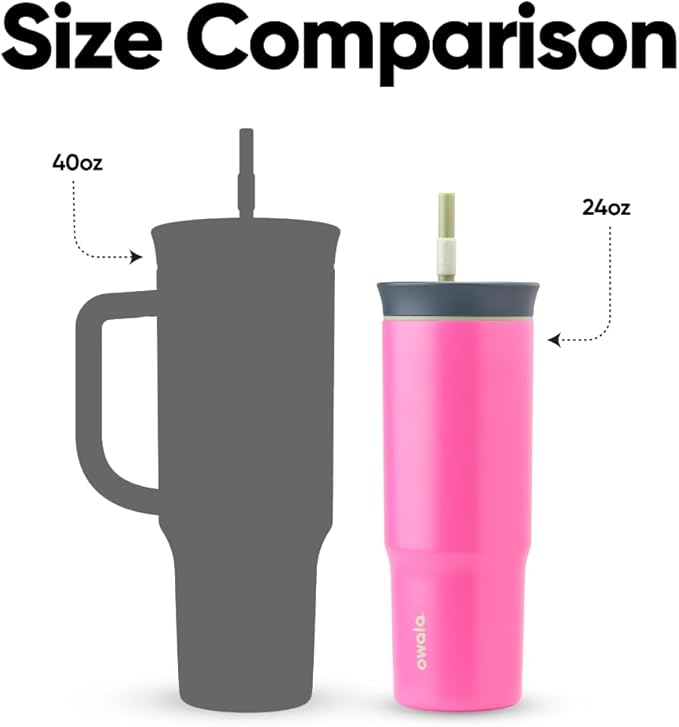 Owala Stainless Steel Triple Layer Insulated Travel Tumbler with Spill Resistant Lid and Straw, BPA Free, 24 oz, Brown/Pink (Watermelon Breeze) - Bloomnest