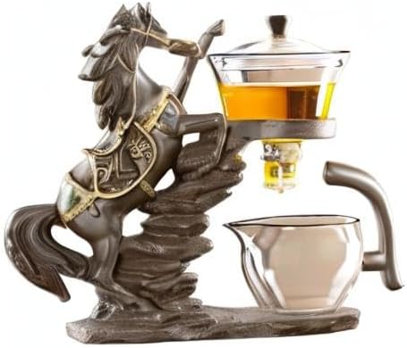 Glass Kungfu Teapot Set Tea maker with Infuser Semi Automatic Tea Set (Brown horse) - Bloomnest