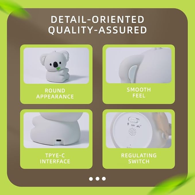 Night Light for Kids, 7 Color Changing BPA-Free Silicone Lamp with Touch Control, Eye Protection, Rechargeable Battery, Soft & Safe Nursery Lamp for Boys & Girls (Koala) - Bloomnest