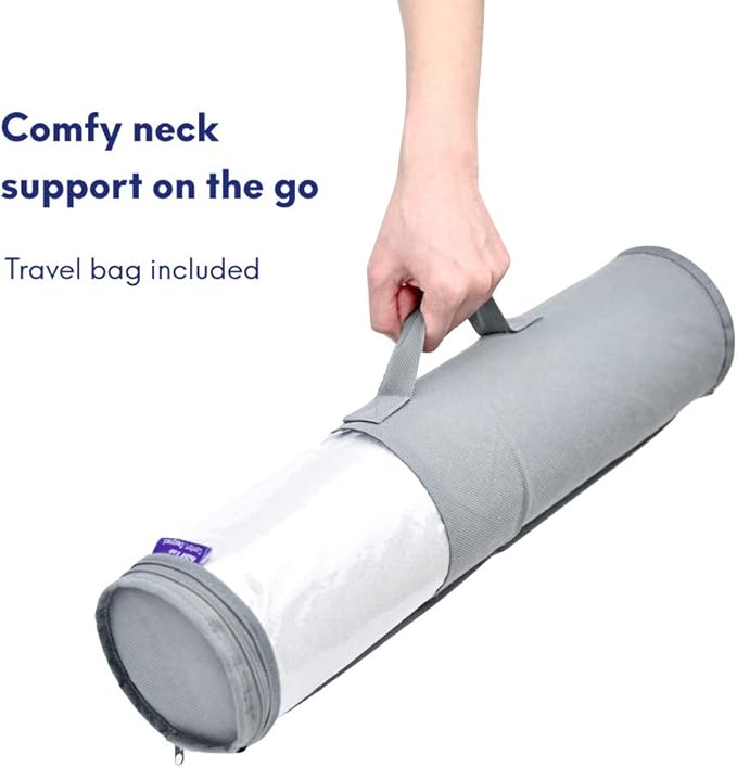 C CUSHION LAB Roll Pillow for Neck Relief - Extra Dense Memory Foam Round Cylinder Bolster for Cervical Support, Spondylosis, Neck Pain Relief, & Spine Lumbar Traction - Washable Cover & Travel Bag - Bloomnest