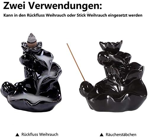 DK177 Waterfall Incense Holder Backflow Cone Ceramic Burner Handcrafted Porcelain Censer Incense Stick Stand with 20 Free Cones - Bloomnest