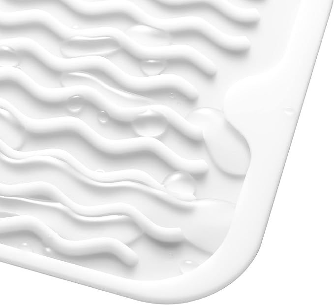 Silicone Dish Drying Mat for Multiple Usage,Easy clean,Eco-friendly,Heat-resistant Silicone Mat for Kitchen Counter or Sink,Refrigerator or Drawer Liner White S 12 inches x 6 inches - Bloomnest