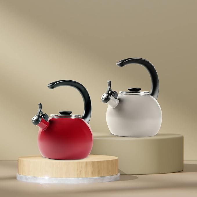 Circulon Enamel on Steel Whistling Teakettle/Teapot With Flip-Up Spout, 2 Quart - Gray - Bloomnest