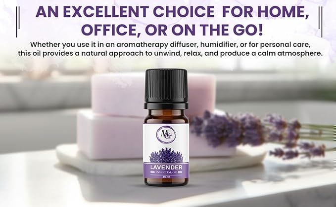 Lavender Essential Oil – 10ml Pure and Natural Diffuser Oil for Aromatherapy Diffuser, Humidifier, Massage – Undiluted, No Fillers (Lavender) MarcoEsra