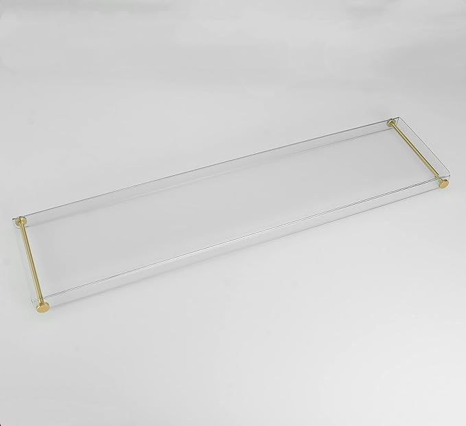 Bathtub Tray Clear Caddy Rack: Acrylic Tub Tray Shelf with Gold Rails to Hold Book Phone Candle Wine - Waterproof Bathtub Accessories, Luxury Gifts for Women - Bloomnest
