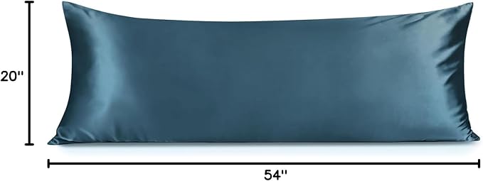 INFIIXSO Body Pillow Cover with Zipper, Luxury Mulberry Silk Body Pillow Case 20x54 Inches, Ultra Smooth and Soft Cooling Long Pillowcase, Gift for Women, Men(Bluesteel) - Bloomnest