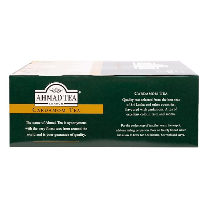 Ahmad Tea Black Tea, Cardamom Teabags (No Envelopes), 100 ct - Caffeinated and Sugar-Free - Bloomnest