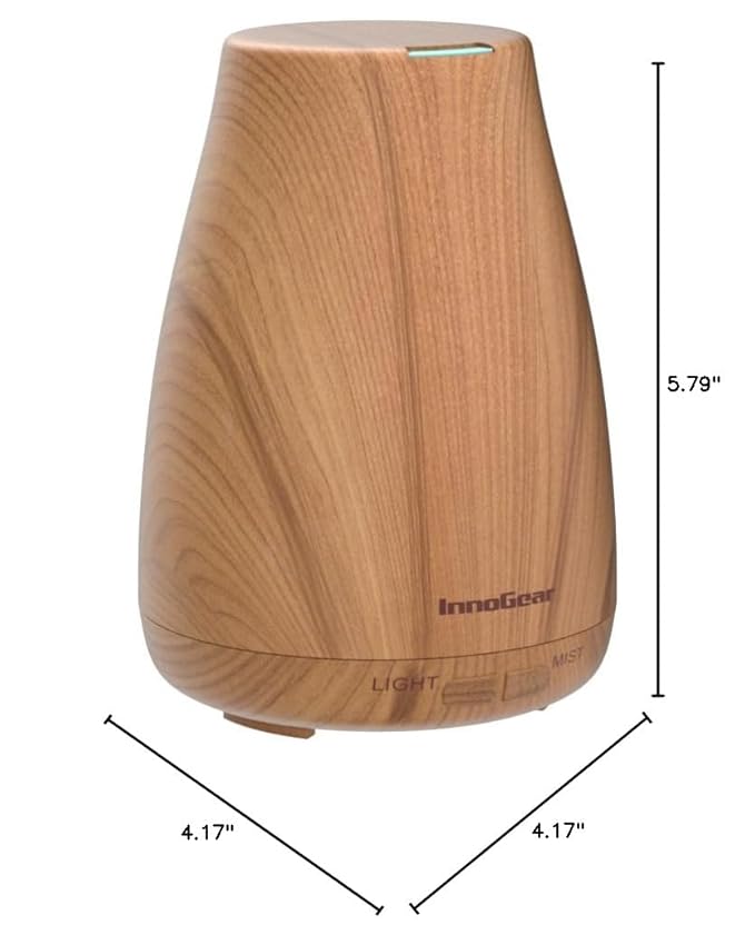 InnoGear Essential Oil Diffuser with Oils, 100ml Aromatherapy Diffuser with 6 Essential Oils Set, Aroma Cool Mist Humidifier Gift Set, Yellow Wood Grain - Bloomnest