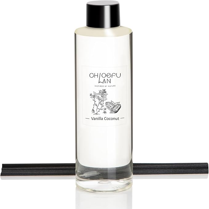 Chloefu LAN Vanilla Coconut Scented Oil Diffuser Refill 6.76 fl oz Natural Essential Oil for Reéd Diffuser Home Fragrance for Bedroom, Bathroom Home Decor - Bloomnest