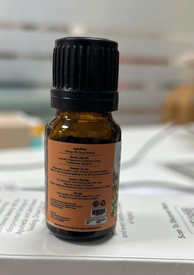 MyAce Orange Essential Oil – 100% Pure & Natural Cold-Pressed Sweet Orange Oil – 0.33 fl oz Amber Glass Bottle with Dropper – Aromatherapy, Diffuser, Candle & Soap Making, Skin & Hair Care MyAce