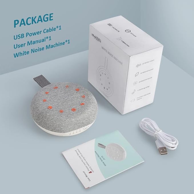 White Noise Machine,Portable Sound Machine with 40 Soothing Sounds, USB Rechargeable,Sleep Sound Timer & Night Light for Baby Kids Adults - Bloomnest