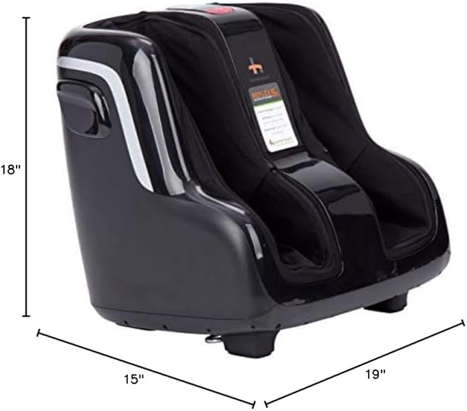 Human Touch Reflex5s Foot & Calf Massager for Stress & Plantar Fasciitis Relief+Relaxation +Kneading & Compression for Circulation Support -1 Year Warranty - Adjustable Fit for Women & Men Size 12 - Bloomnest