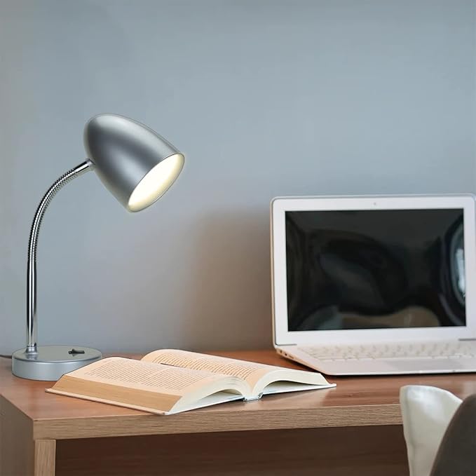 ENERGETIC SMARTER LIGHTING LED Desk Lamp, Flexible Gooseneck with Table lamp, 3.5W 240LM 4000K Cool White Study Lamps for Bedroom and Office, Eye Protection, ETL Listed Silver - Bloomnest