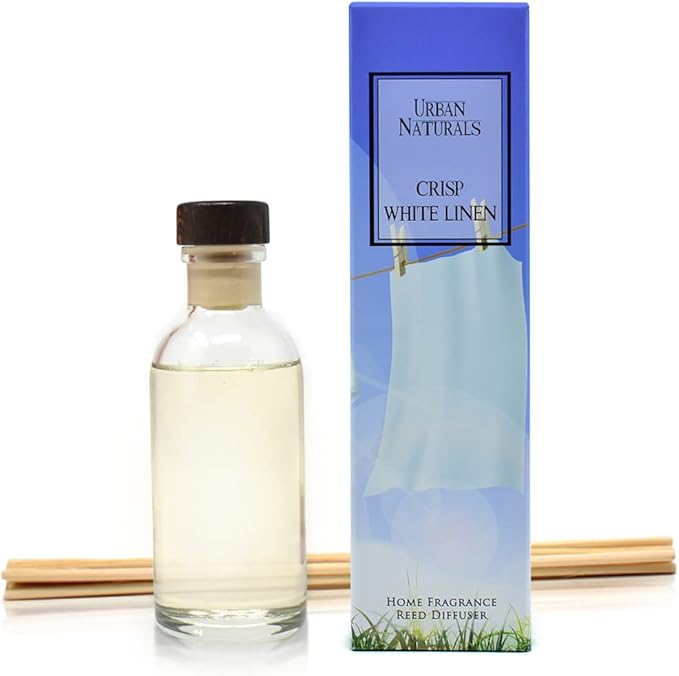 Urban Naturals Crisp White Linen Reed Diffuser Gift Set | with Citrus, Ozone, Ylang-Ylang, Lilies & Sandalwood Scent Notes for a Fresh, Clean Cotton Smelling Home | Made in The USA – Great Deal! - Bloomnest