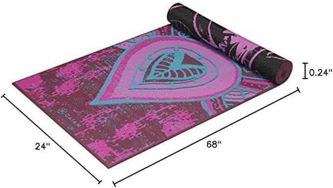 Gaiam Yoga Mat - Premium 6mm Print Reversible Extra Thick Non Slip Exercise & Fitness Mat for All Types of Yoga, Pilates & Floor Workouts (68" x 24" x 6mm Thick) - Bloomnest