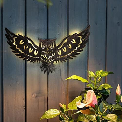 Mothers Day Gifts for Women Solar Metal Wall Art Decor Lights Owl Hanging Outdoor Solar Garden Decor Lights Porch Patio Yard Decorative Warm Gifts for Women Mom - Bloomnest