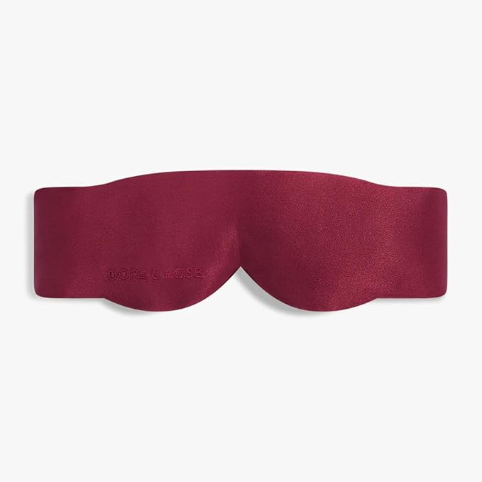 Dore & Rose Aura Sleep Mask, 100% Light Blocking Mulberry Silk Eye Mask (23 Momme), Extra Room for Lashes, Reduces Eye Bags & Dark Circles, Adjustable Travel Deep Sleep Mask for Men & Women (Burgundy) - Bloomnest
