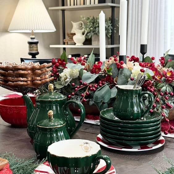 Sweejar Porcelain Tea Sets British Royal Series, 8 OZ Cups& Saucer Service for 6, with Teapot Sugar Bowl Cream Pitcher Teaspoons and Tea Strainer, Suitable for High Tea, Wedding, Party (Jade) - Bloomnest