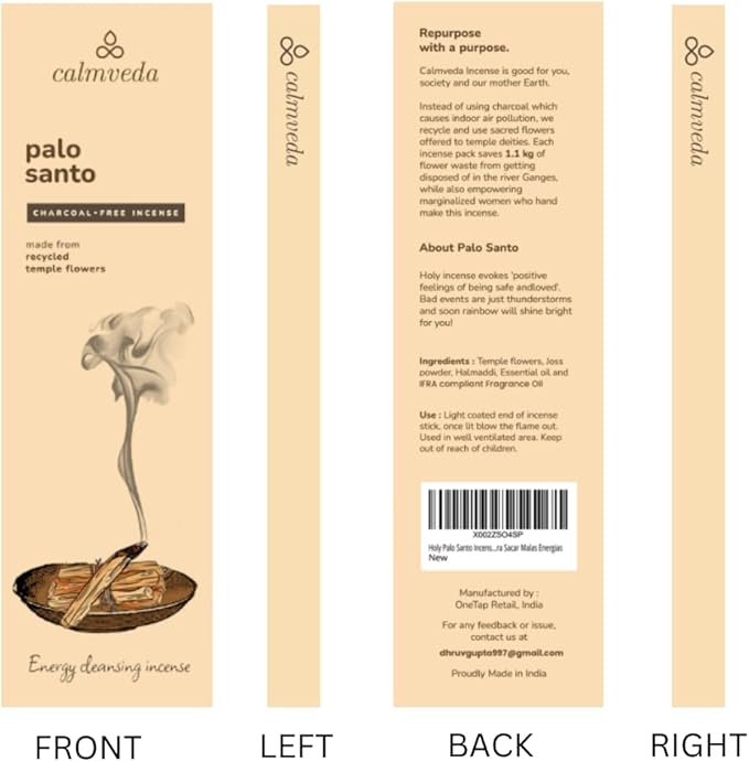 Holy Palo Santo Incense Sticks - 80 Charcoal Free Incense, Made from Upcycled Flowers | Cleansing Incense Sticks Spiritual or Inciensos para Sacar Malas Energias - Bloomnest