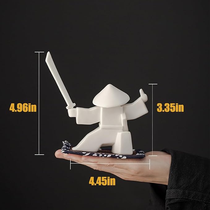 EAEMDY Samurai Figure Figurine Japanese Warrior Statue Decor for Table Room, Incense Holder for Stick Burner Incense Stick Holder, Kongfu Tea Pet Decoration (3. White A+B+C) - Bloomnest
