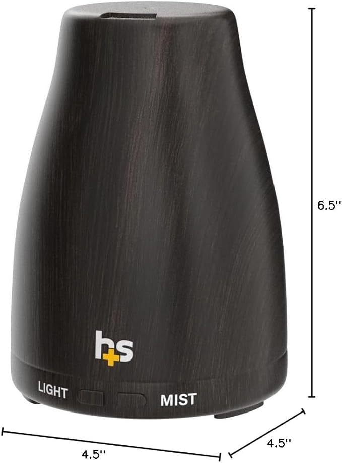 HealthSmart Essential Oil Diffuser, Cool Mist Humidifier and Aromatherapy Diffuser with 150ML Tank Ideal for Small Rooms, Adjustable Timer and Mist Mode, Wood Grain Brown - Bloomnest
