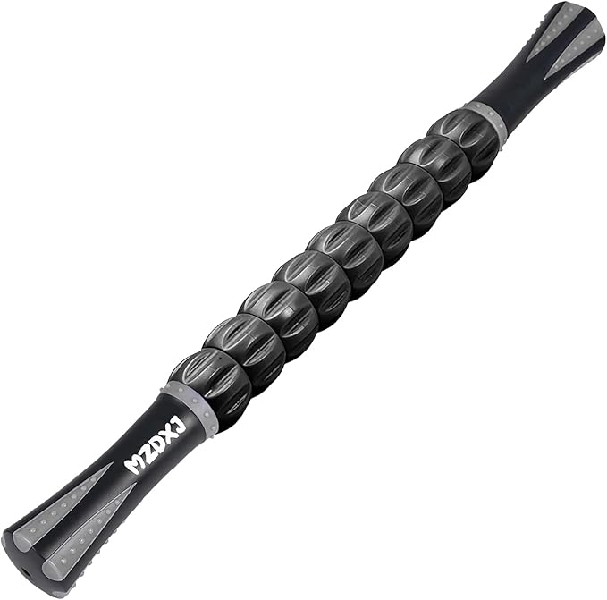 Muscle Roller Massage Roller Stick- Deep Tissue Fascia Blaster for Myofascial Pain Relief, Lymphatic Drainage & Body Sculpting, Handheld Physical Therapy & Recovery Tool (Gray black-18 inch) - Bloomnest